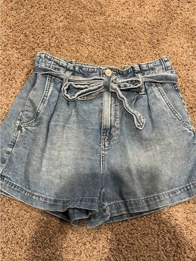 American Eagle Outfitters Light Blue Paperbag Denim Shorts with Tie